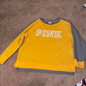 Yellow and grey pink long sleeve sweatshirt